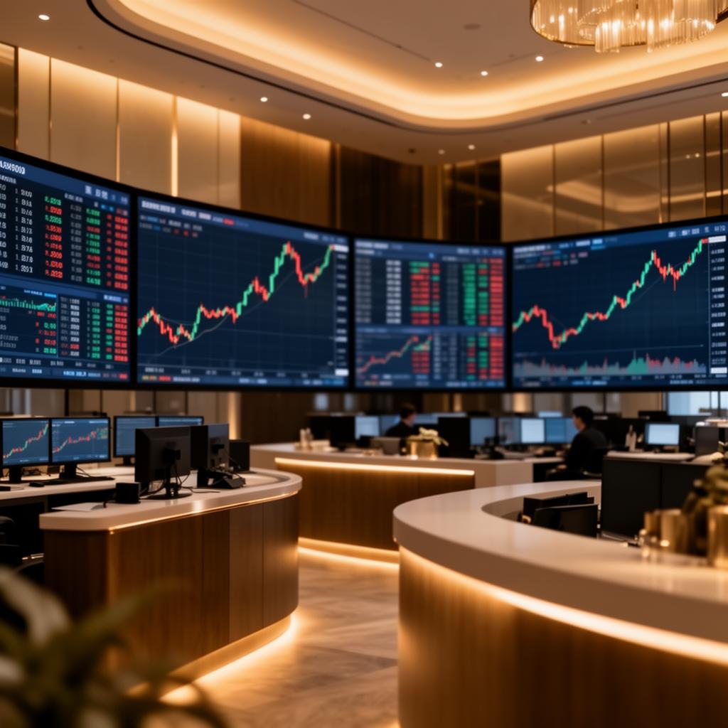 Modern stock trading floor
